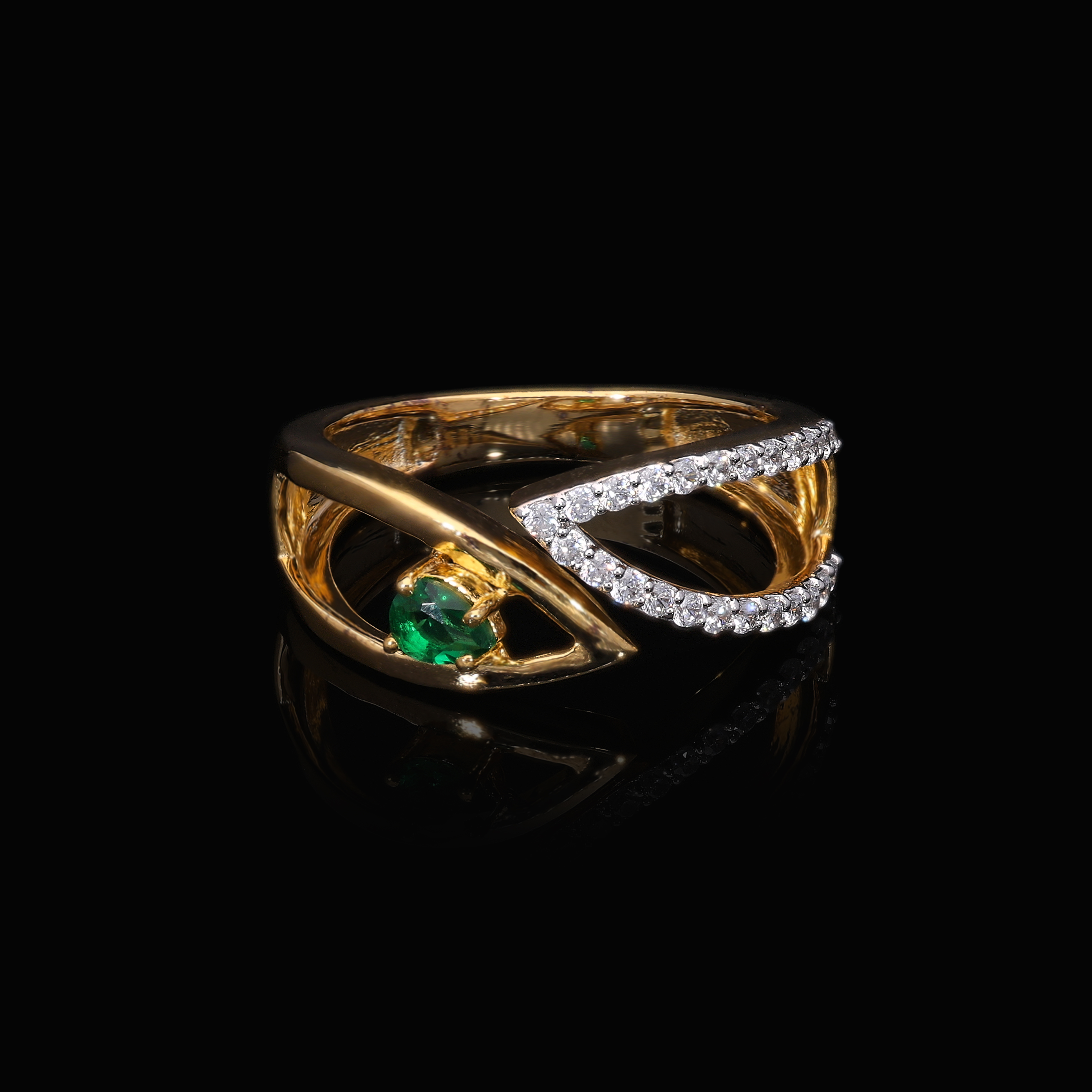 Lab Grown Emerald and Diamond Ring